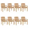 Image de Lot de 8 chaise en teck empilable non pliable exterieur H. 90 cm beige