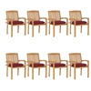 Image de Lot de 8 chaise H. 90 cm empilable non pliable exterieur en teck rouge
