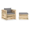 Image de 2-delige Loungeset met kussens groen geïmpregneerd hout3074532