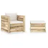 Image de Salon de jardin modulable 2 personnes 2 pieces beige 70 x 77 x 66 cm bois