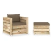 Image de 2-delige Loungeset met kussens groen geïmpregneerd hout3074539