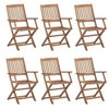 Image de Lot de 6 chaise exterieur pliable en acacia naturel
