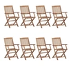 Image de Lot de 8 chaise en acacia pliable exterieur naturel