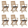 Image de Chaises pliables de jardin lot de 6 avec coussins Bois d acacia