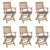 Image de Chaises pliables de jardin lot de 6 avec coussins Bois d acacia