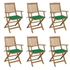 Image de Chaises pliables de jardin lot de 6 avec coussins Bois d acacia