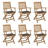 Image de Chaises pliables de jardin lot de 6 avec coussins Bois d acacia