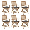 Image de Chaises pliables de jardin lot de 6 avec coussins Bois d acacia
