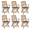 Image de Chaises pliables de jardin lot de 6 avec coussins Bois d acacia
