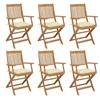 Image de Chaises pliables de jardin lot de 6 avec coussins Bois d acacia