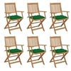 Image de Chaises pliables de jardin lot de 6 avec coussins Bois d acacia