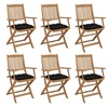 Image de Chaises pliables de jardin lot de 6 avec coussins Bois d acacia