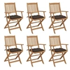 Image de Chaises pliables de jardin lot de 6 avec coussins Bois d acacia