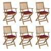 Image de Chaises pliables de jardin lot de 6 avec coussins Bois d acacia