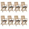 Image de Chaises pliables de jardin lot de 8 avec coussins Bois d acacia