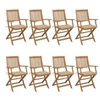 Image de Chaises pliables de jardin lot de 8 avec coussins Bois d acacia