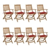 Image de Chaises pliables de jardin lot de 8 avec coussins Bois d acacia