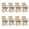 Image de Chaises pliables de jardin lot de 8 avec coussins Bois d acacia