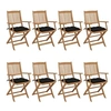 Image de Chaises pliables de jardin lot de 8 avec coussins Bois d acacia
