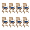 Image de Chaises pliables de jardin lot de 8 avec coussins Bois d acacia