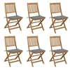 Image de Chaises pliables de jardin lot de 6 avec coussins Bois d acacia