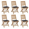 Image de Chaises pliables de jardin lot de 6 avec coussins Bois d acacia