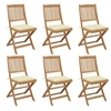 Image de Chaises pliables de jardin lot de 6 avec coussins Bois d acacia