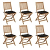 Image de Chaises pliables de jardin lot de 6 avec coussins Bois d acacia