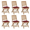 Image de Chaises pliables de jardin lot de 6 avec coussins Bois d acacia