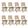 Image de Chaises pliables de jardin lot de 8 avec coussins Bois d acacia