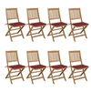 Image de Chaises pliables de jardin lot de 8 avec coussins Bois d acacia
