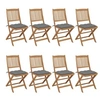 Image de Chaises pliables de jardin lot de 8 avec coussins Bois d acacia