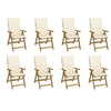 Image de Chaises pliables de jardin avec coussins lot de 8 Bois d acacia