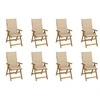 Image de Chaises pliables de jardin avec coussins lot de 8 Bois d acacia