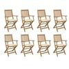 Image de Lot de 8 chaise exterieur non pliable en acacia beige