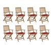 Image de Chaises pliables d extérieur et coussins lot de 8 Bois d acacia