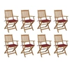 Image de Chaises pliables d extérieur et coussins lot de 8 Bois d acacia