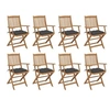 Image de Chaises pliables d extérieur et coussins lot de 8 Bois d acacia