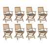 Image de Chaises pliables d extérieur et coussins lot de 8 Bois d acacia