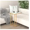 Image de Table d'Appoint pour Ordinateur Bout de Canapé Table de Salon Meuble de Salle de Séjour Intérieur Marbre Blanc 50x35x65cm Verre Trempé