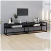 Image de Meuble TV marbre noir 180x40x40,5 cm verre trempé331725