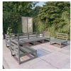 Image de Salon de jardin modulable bois massif gris 4 pieces 6 personnes