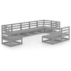 Image de Salon de jardin modulable bois massif gris 6 pieces 9 personnes