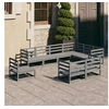 Image de Salon de jardin bois massif gris 9 pieces x 70 x 67 9 personnes