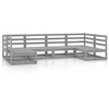 Image de Salon de jardin modulable bois massif gris 6 pieces x 70 x 67 6 personnes