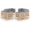 Image de Salon de jardin modulable gris 8 personnes bois massif 70 x 70 x 67 cm 8 pieces