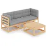 Image de Salon de jardin modulable 4 pieces gris 4 personnes 70 x 70 x 67 cm bois massif