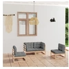 Image de Salon de jardin modulable bois massif 4 pieces gris 70 x 70 x 67 cm 4 personnes