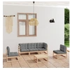 Image de Salon de jardin modulable 6 personnes 6 pieces bois massif 70 x 70 x 67 cm gris