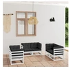 Image de Salon de jardin 6 pcs avec coussins Bois de pin massif